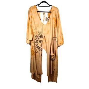 Open Hands Kantha Bae Goddess Sun Tunic One Size Celestial Sun Camel Lagenlook